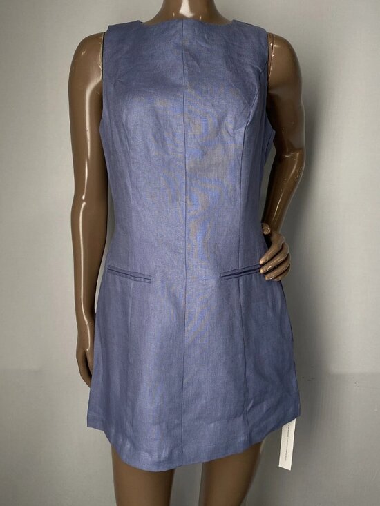 Reformation Women’s Citron Linen Mini Dress Size 2 Cornflower Blue Sleeveless - Picture 1 of 11